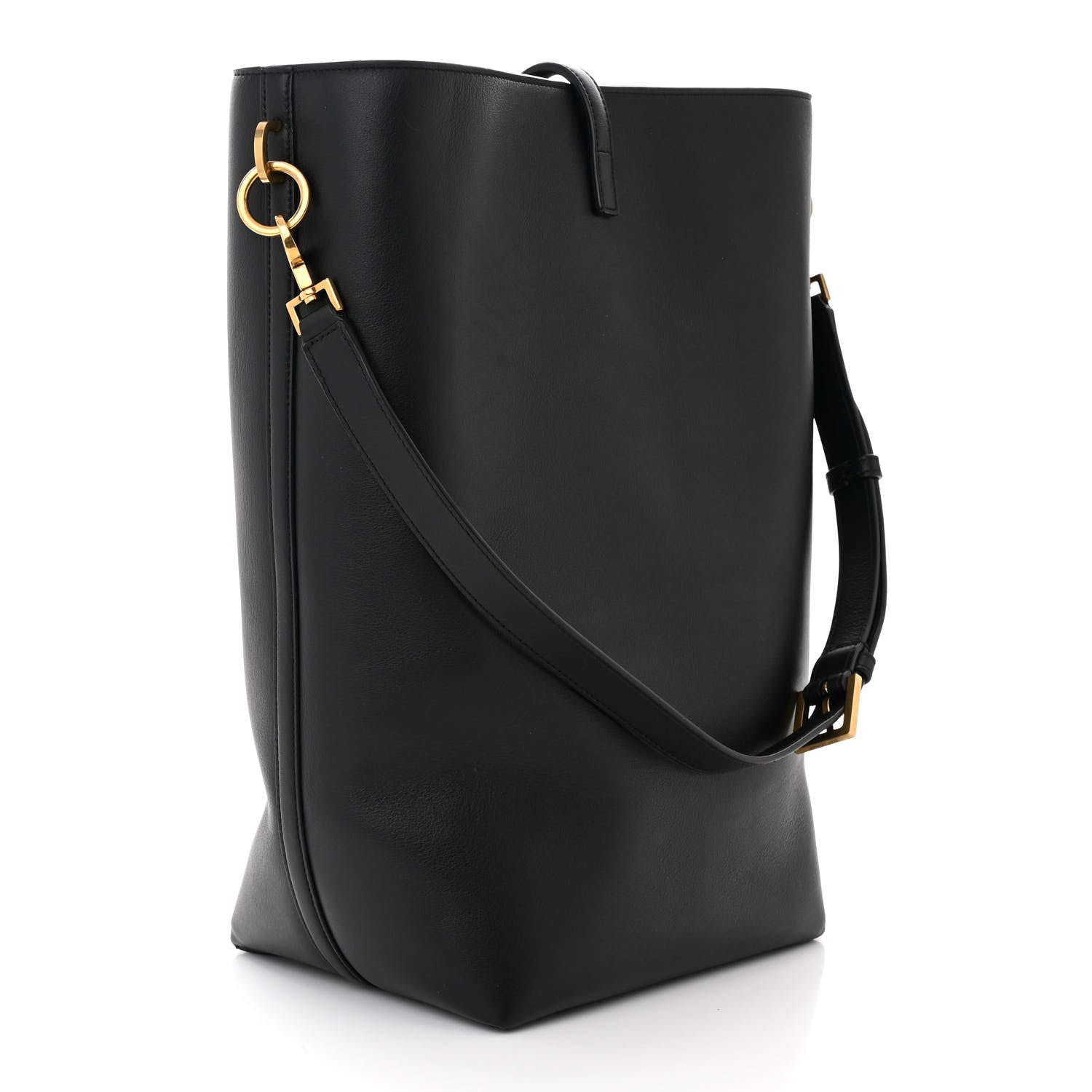 Saint Laurent Shiny Calfskin Le 37 Long Bucket Bag Black 4 of 11