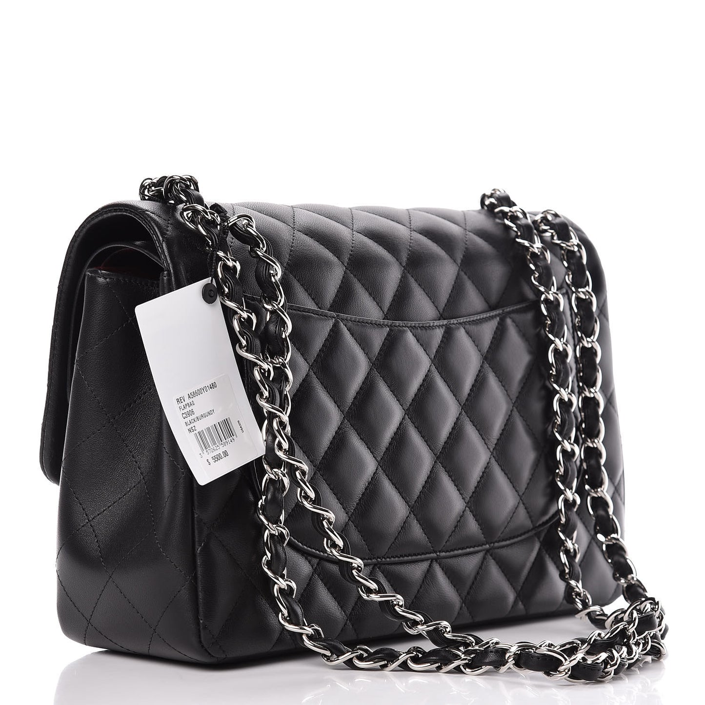 Lambskin Quilted Jumbo Double Flap Black