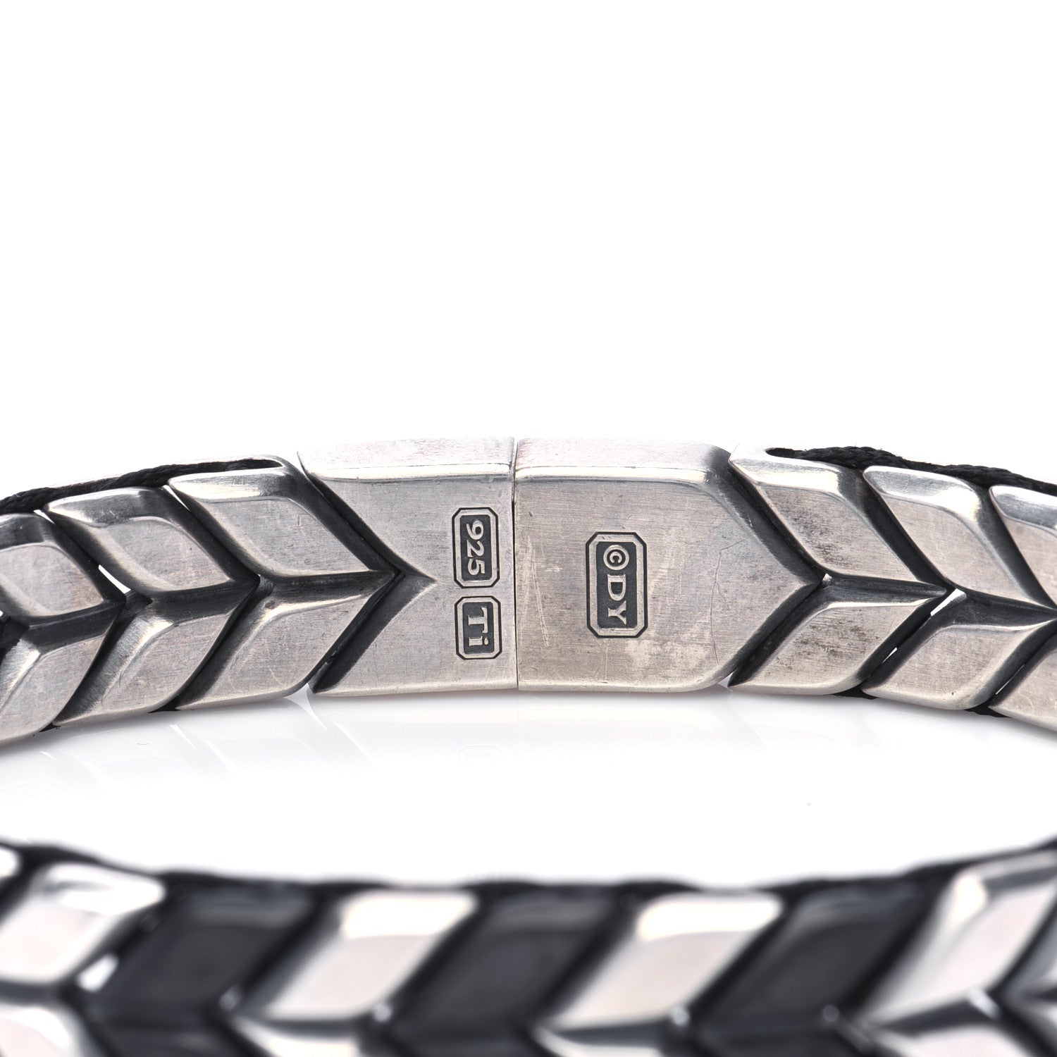 David Yurman Sterling Silver Titanium Chevron Bracelet 4 of 5