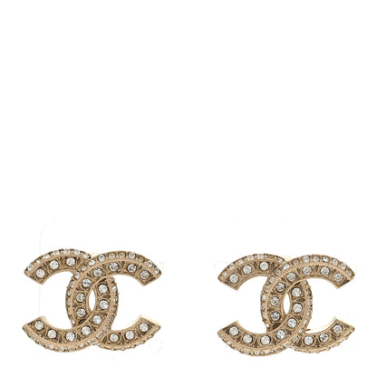 Chanel Crystal Timeless CC Earrings Light Gold 1 of 6