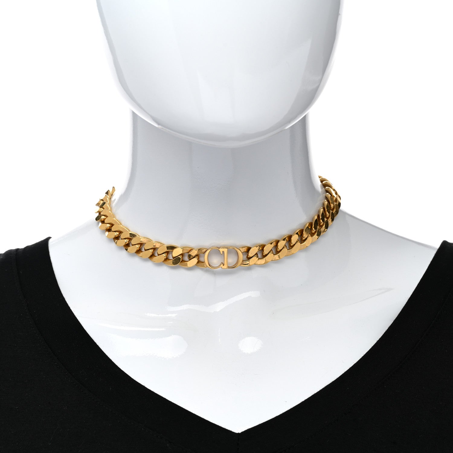 Christian Dior Metal Danseuse Etoile Chain Choker Necklace Gold 2 of 5