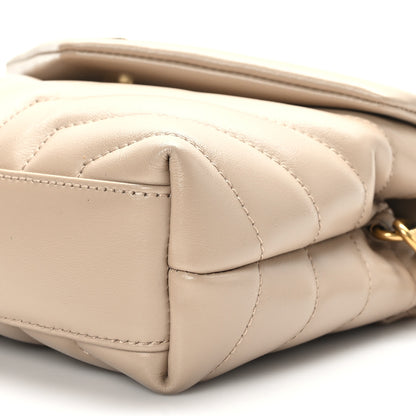 Saint Laurent Calfskin Y Quilted Monogram Toy Loulou Crossbody Bag Dark Beige 9 of 10