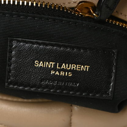 Saint Laurent Lambskin Quilted Toy Loulou Puffer Monogram Chain Satchel Dark Beige 6 of 7