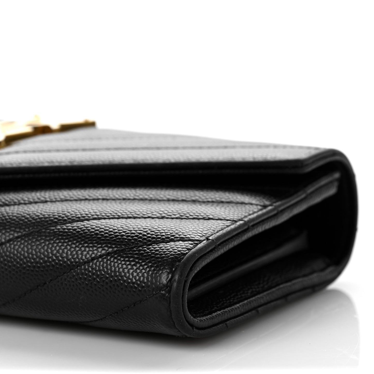 Grain De Poudre Matelasse Chevron Monogram Flap Wallet Black