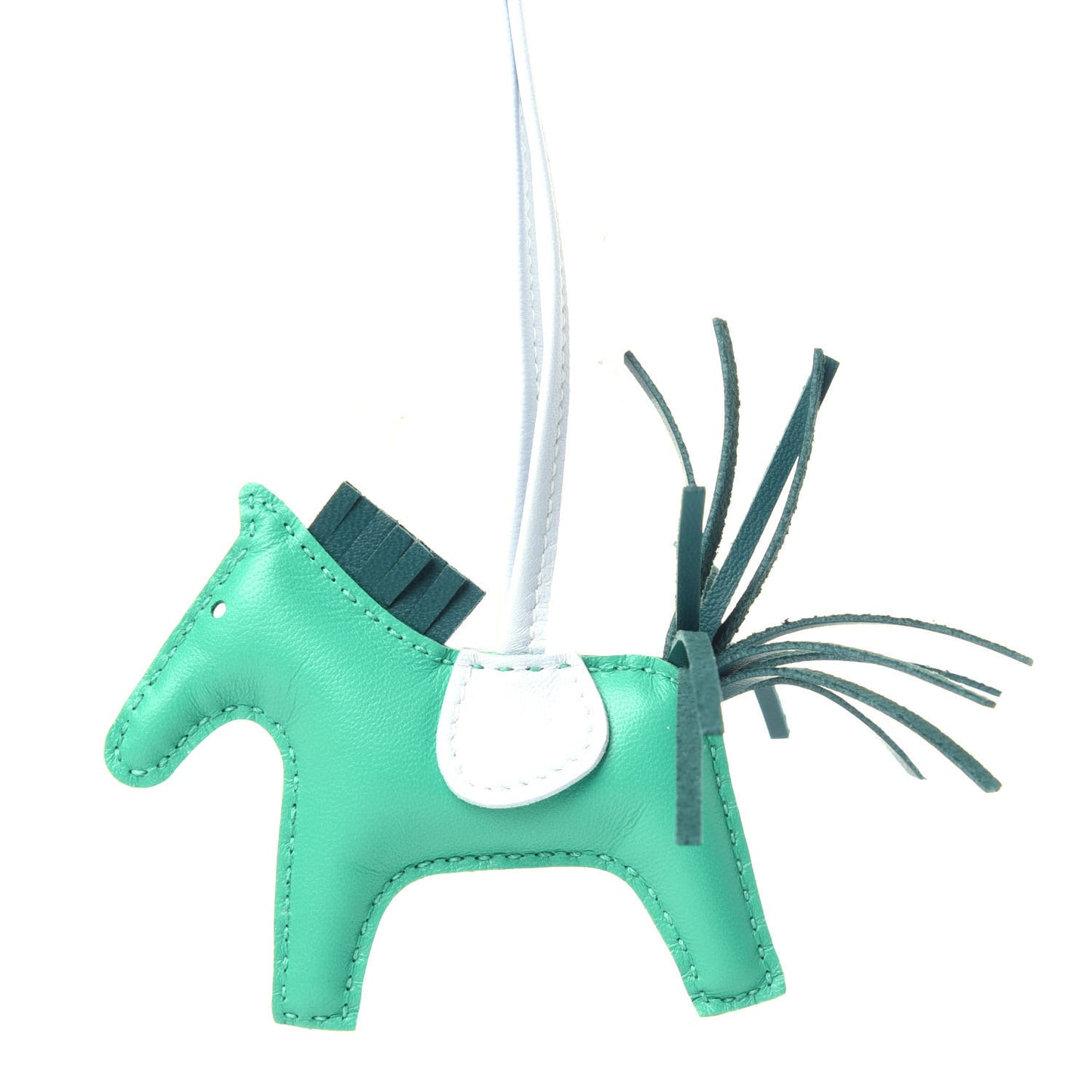Milo Lambskin Grigri Rodeo Horse Bag Charm PM Menthe Malachite Brume