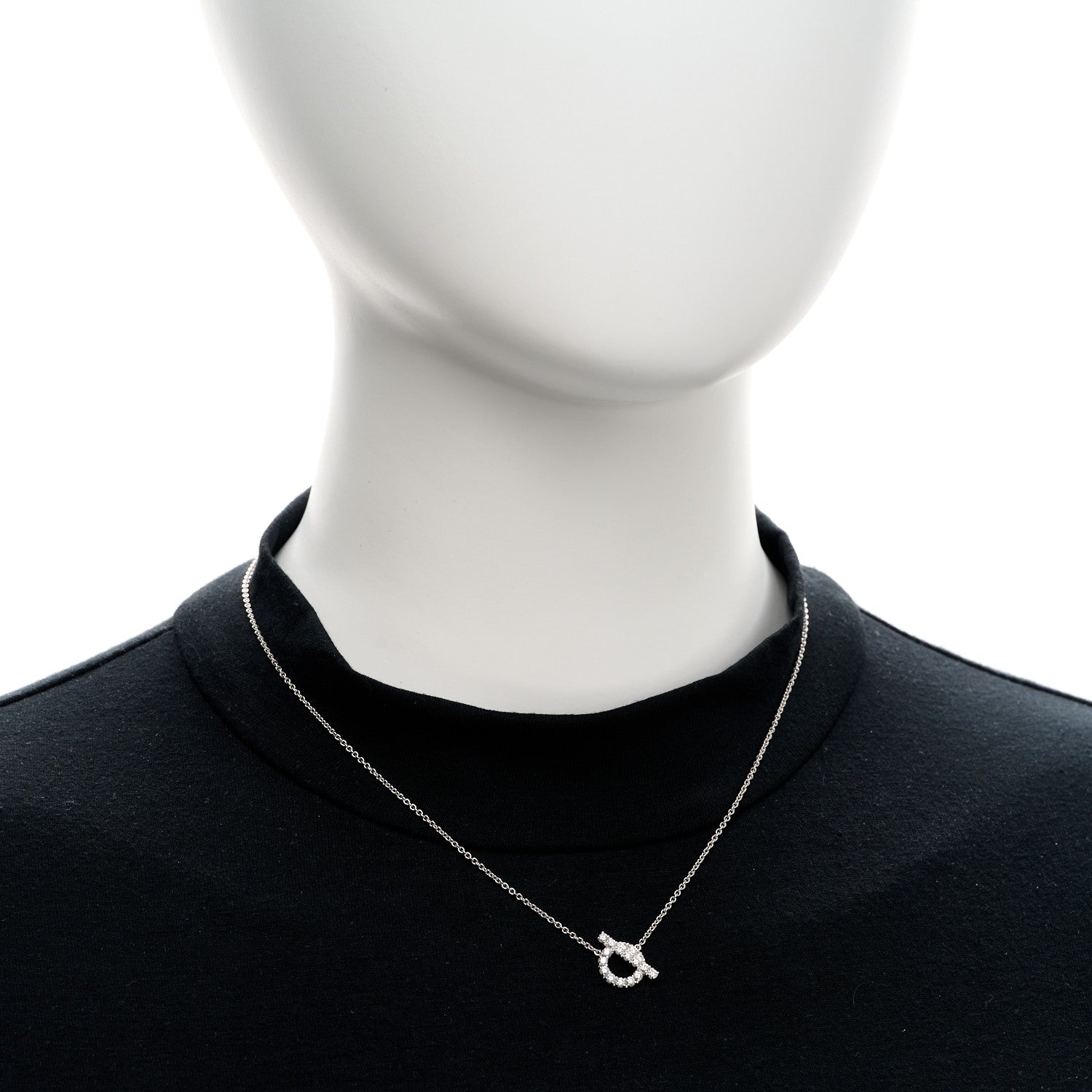 Hermes 18K White Gold Diamond Finesse Pendant Necklace 2 of 6