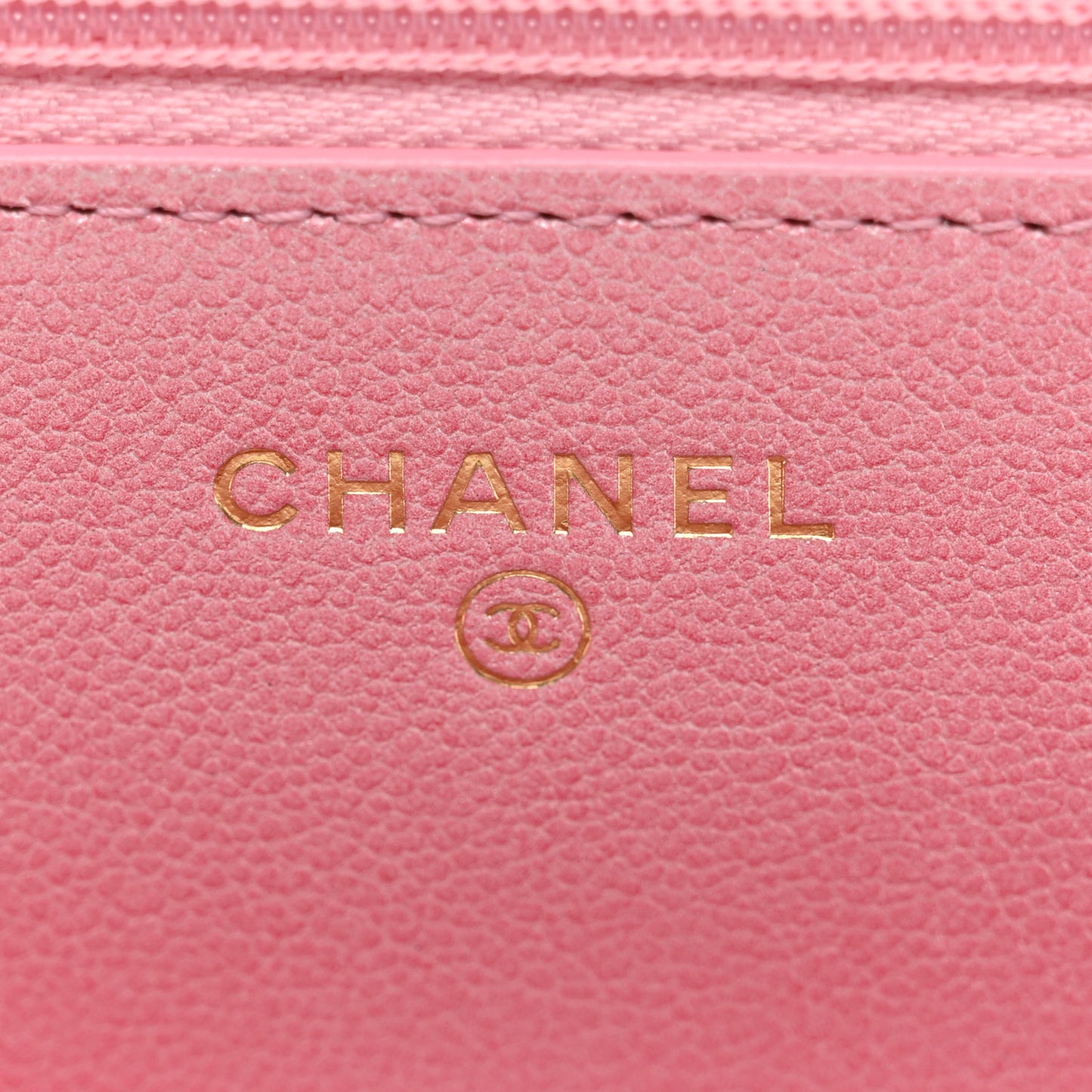 Iridescent Calfskin Quilted Wallet On Chain WOC Rose Pink