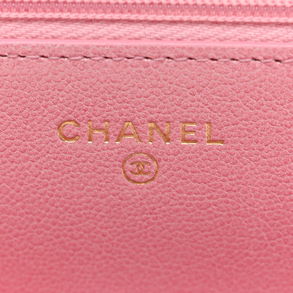 Chanel Iridescent Calfskin Quilted Wallet On Chain WOC Rose Pink 6 of 13