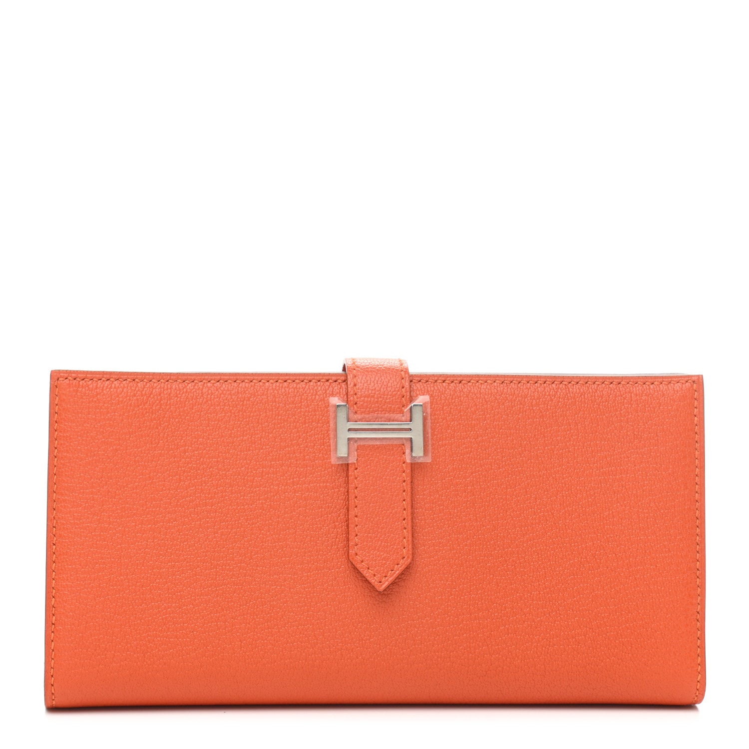 Hermes Chevre Mysore Bearn Gusset Wallet Orange 1 of 7