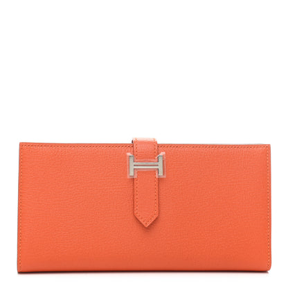 Hermes Chevre Mysore Bearn Gusset Wallet Orange 1 of 7