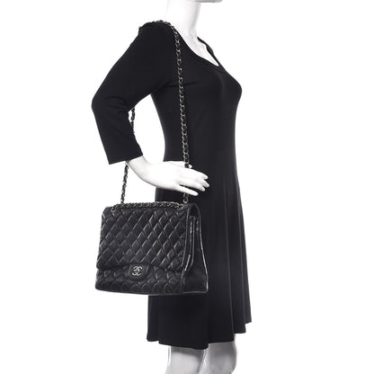 Chanel Lambskin Quilted Maxi Single Flap Black 2 of 12
