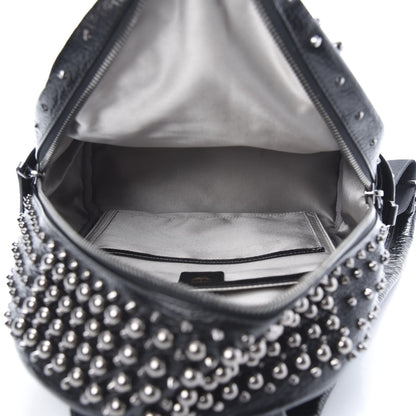 MCM Grained Calfskin Pearl Stud Stark Backpack Black 4 of 9