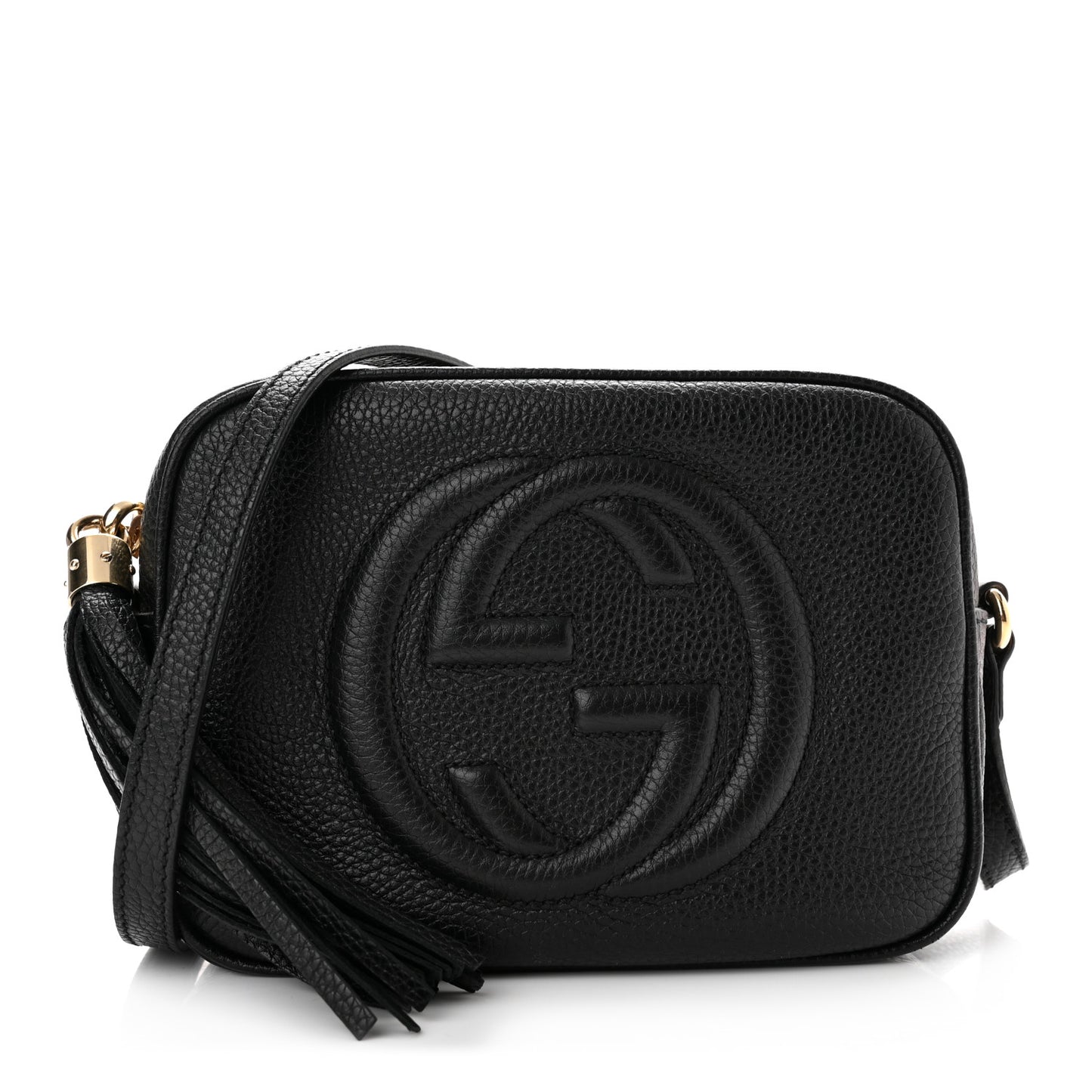 Pebbled Calfskin Small Soho Disco Bag Black