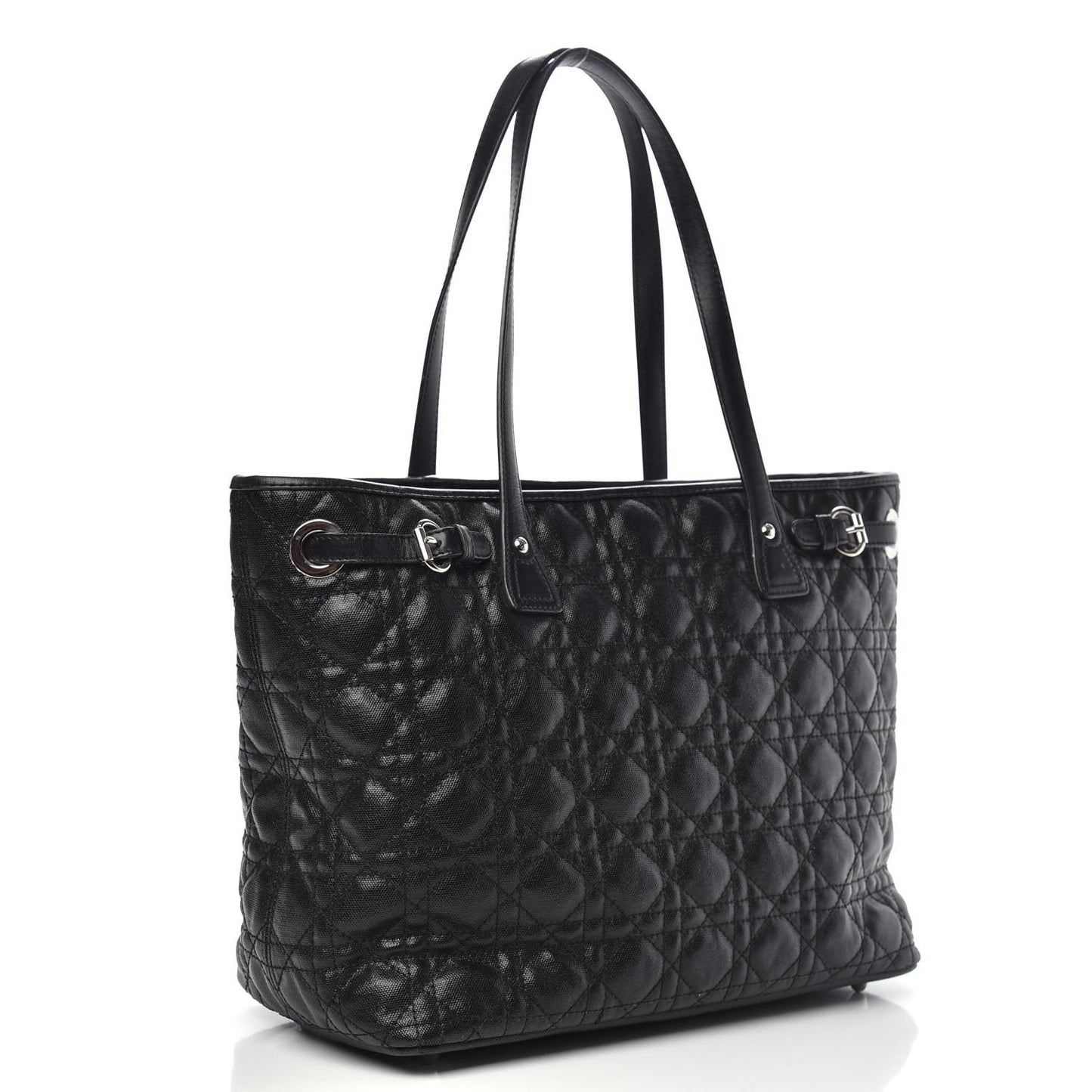 Coated Canvas Cannage Medium Panarea Tote Black