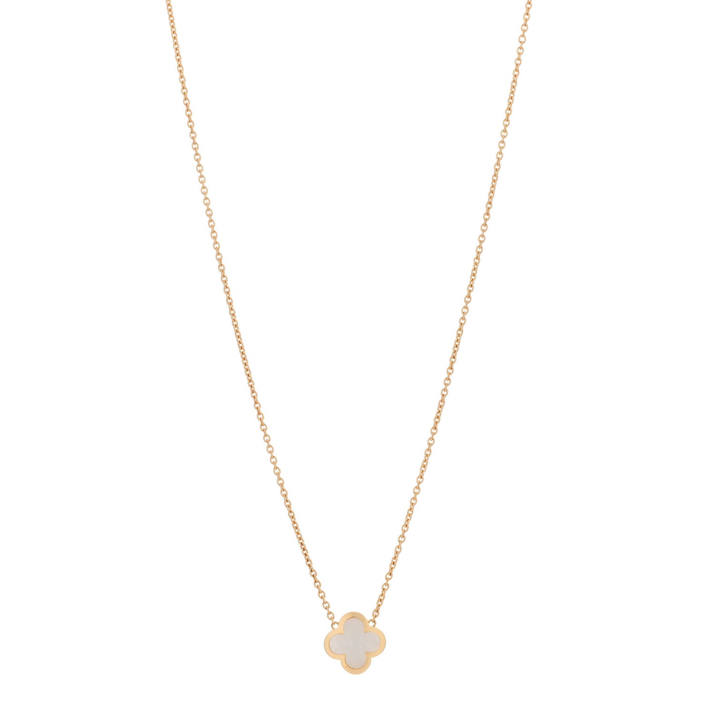 18K Yellow Gold Mother of Pearl Pure Alhambra Pendant Necklace