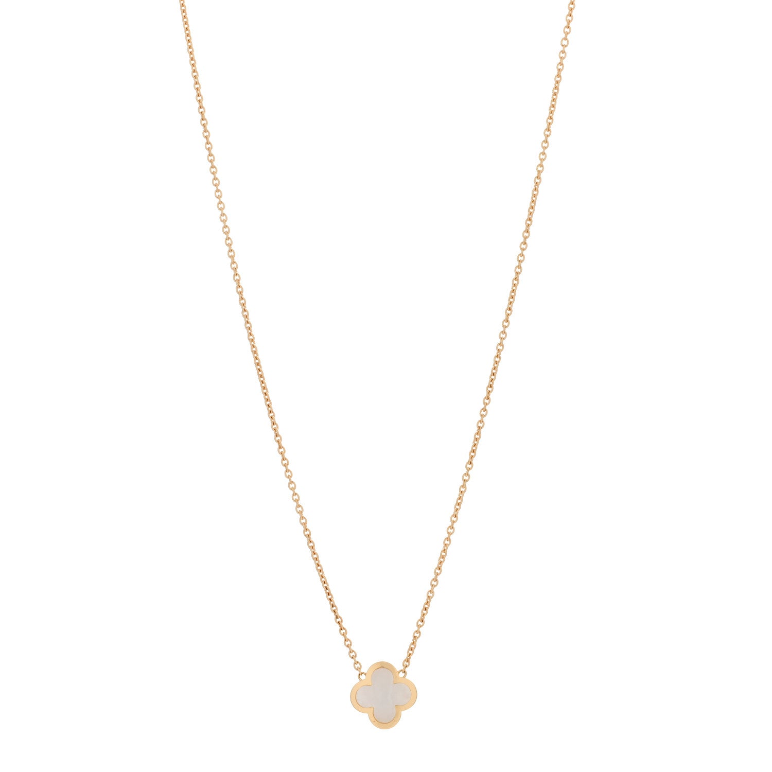 Van Cleef & Arpels 18K Yellow Gold Mother of Pearl Pure Alhambra Pendant Necklace 1 of 4