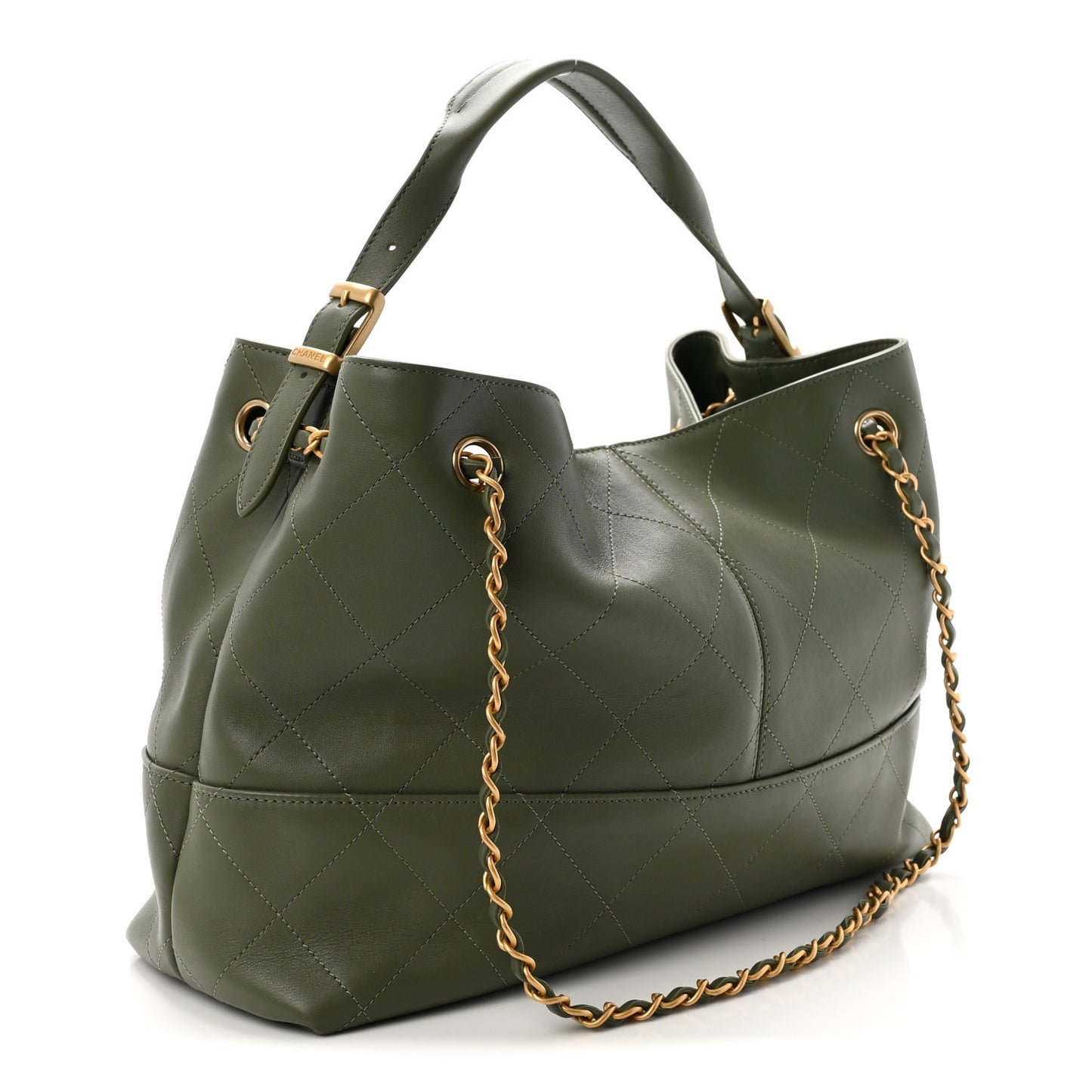 Calfskin Quilted Small Coco Base Shopping Bag Khaki