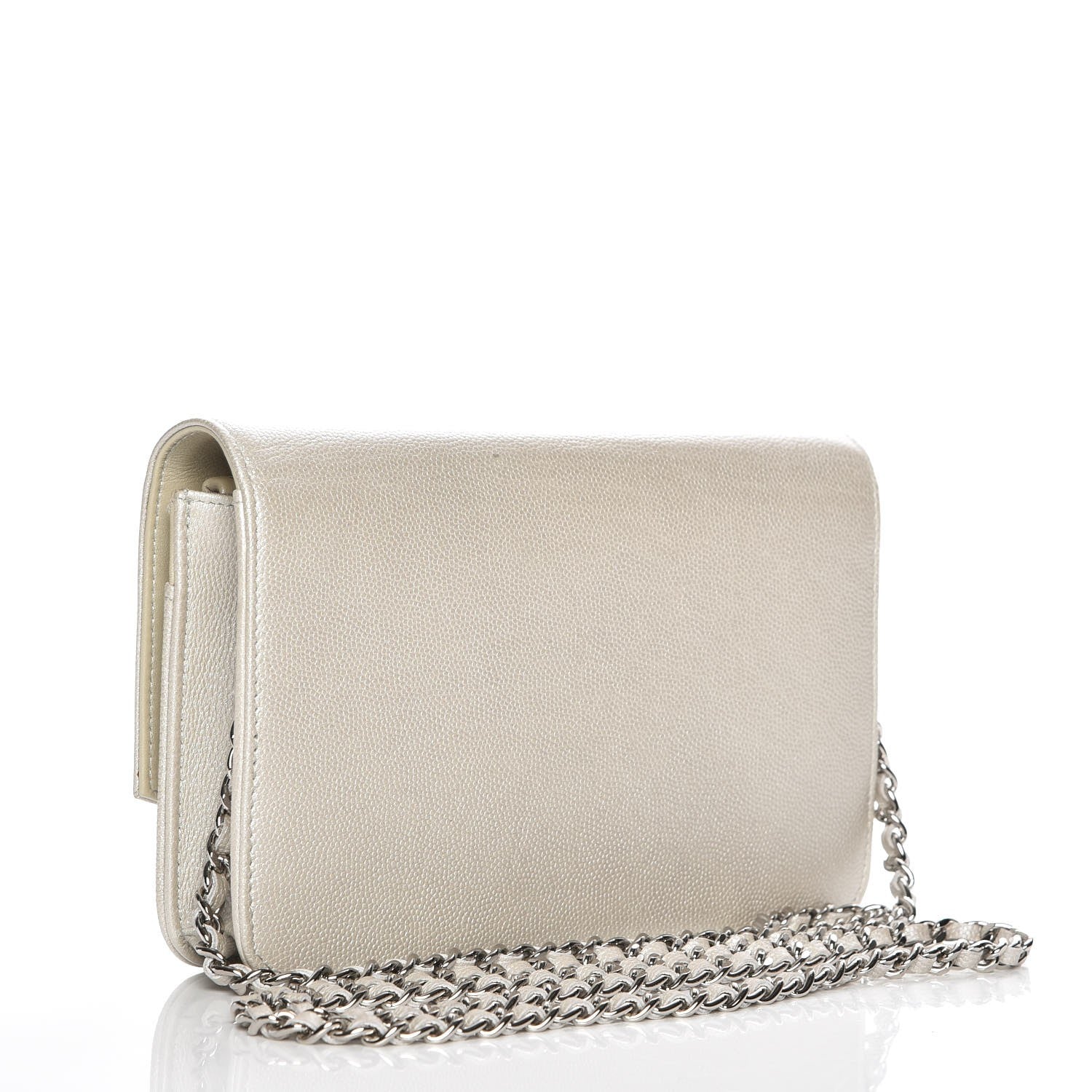 Chanel Caviar Sevruga Wallet On Chain WOC White 3 of 8