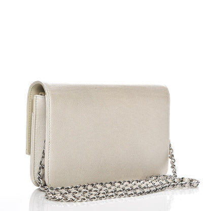 Chanel Caviar Sevruga Wallet On Chain WOC White 3 of 8