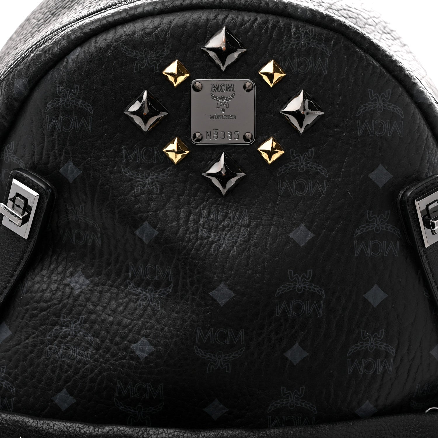MCM Visetos Studded Medium Dual Stark Backpack Black 7 of 13