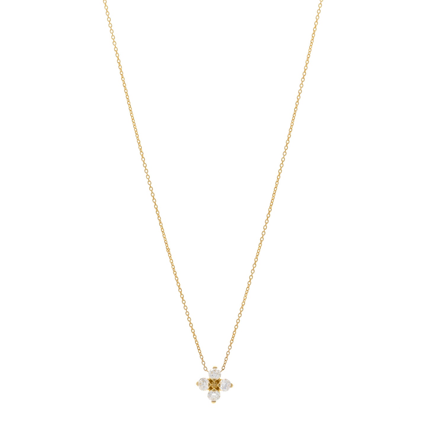 ROBERTO COIN 18K Yellow Gold Diamond Love in Verona Flower Pendant Necklace