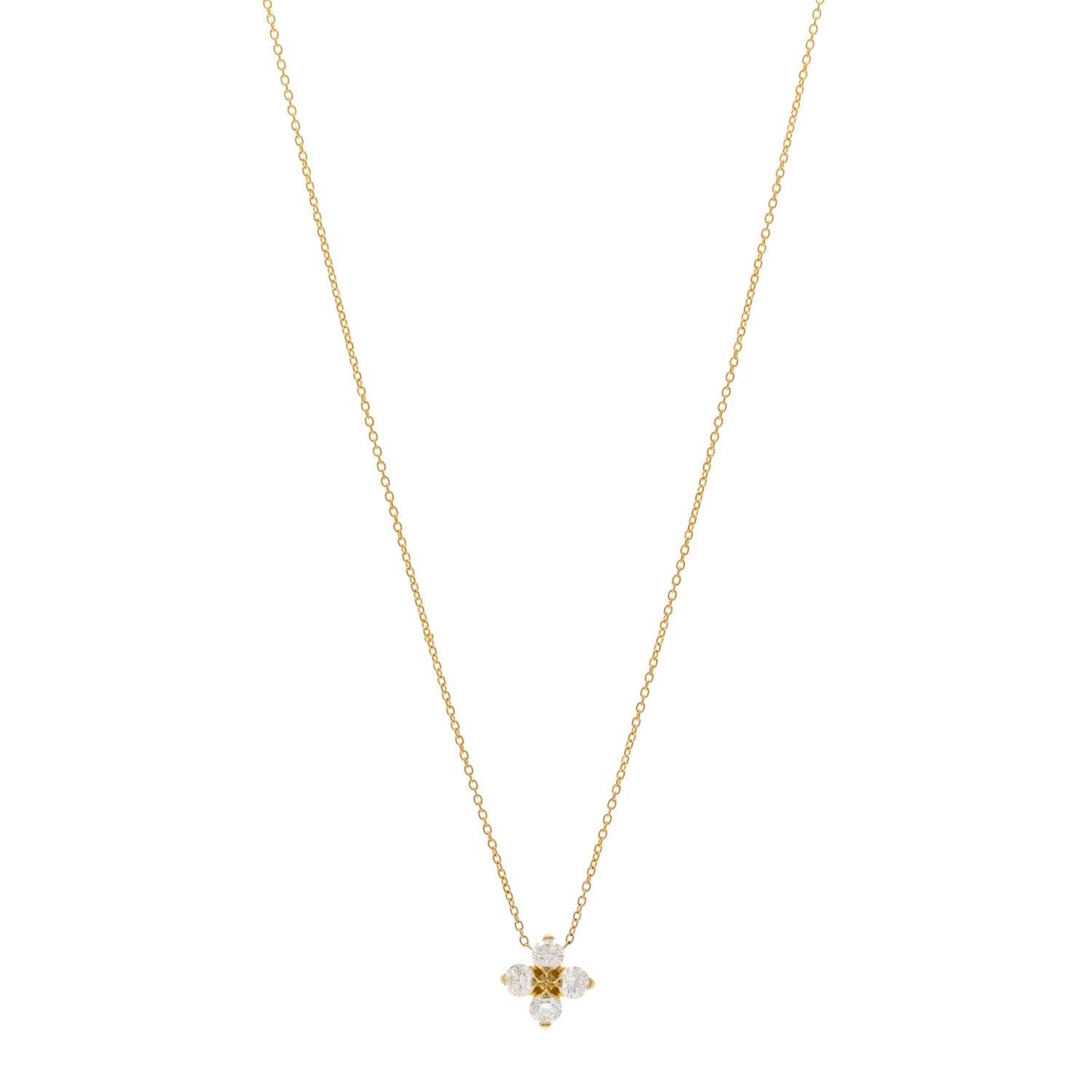 Roberto Coin ROBERTO COIN 18K Yellow Gold Diamond Love in Verona Flower Pendant Necklace 1 of 5