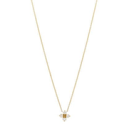 Roberto Coin ROBERTO COIN 18K Yellow Gold Diamond Love in Verona Flower Pendant Necklace 1 of 5