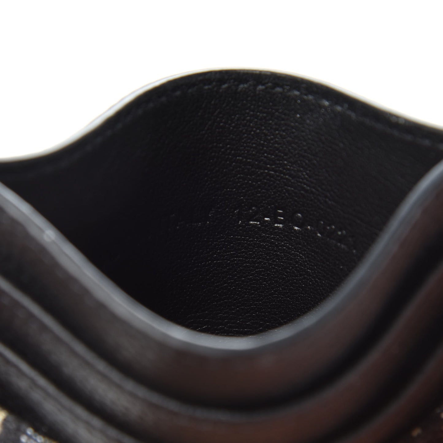 Grained Calfskin Oblique Card Holder Black