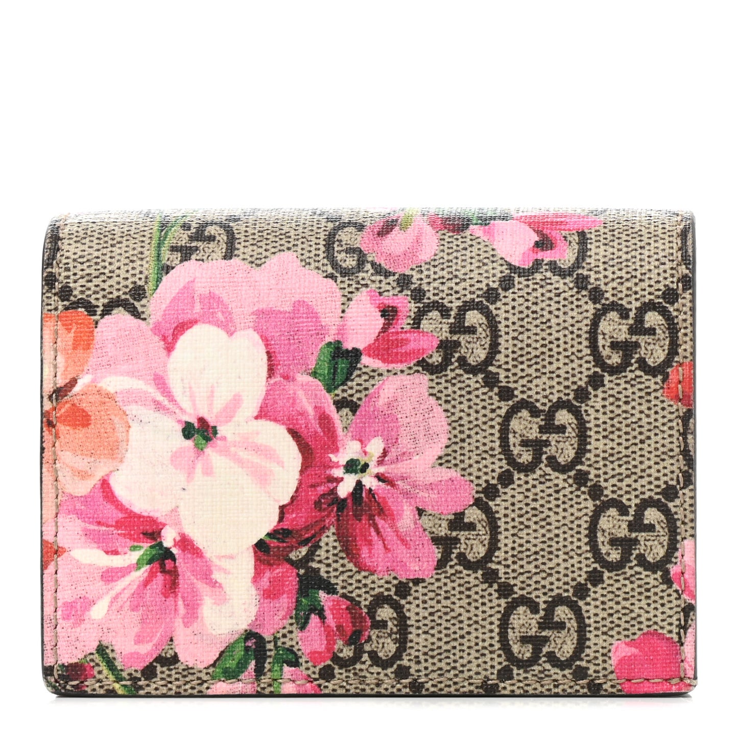 GG Supreme Monogram Blooms Card Case Beige Multicolor Dry Rose