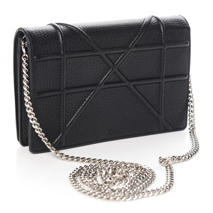 Christian Dior Grained Calfskin Diorama Wallet on Chain Pouch Black 3 of 13