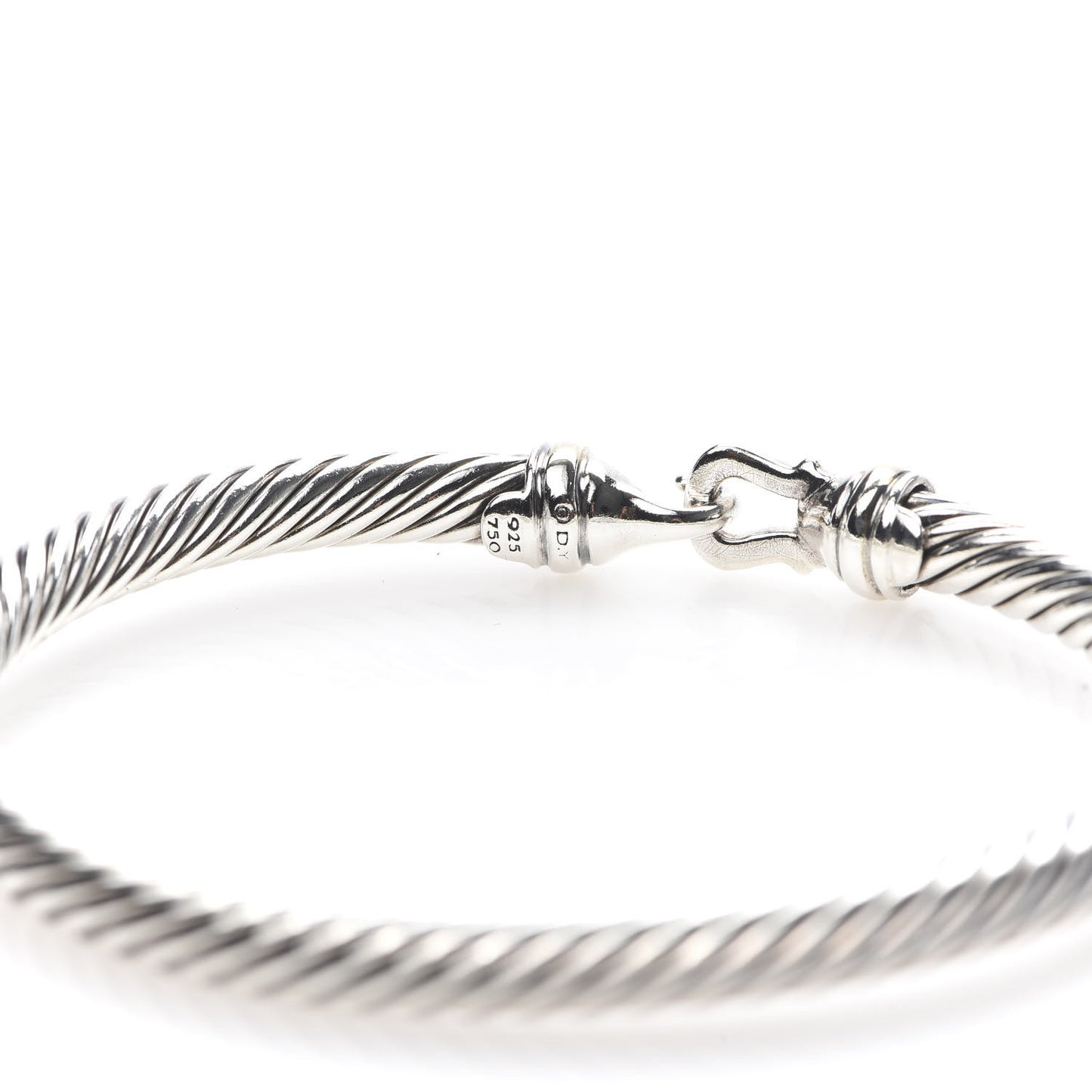 Sterling Silver 18K Yellow Gold 5mm Cable Classic Buckle Bracelet