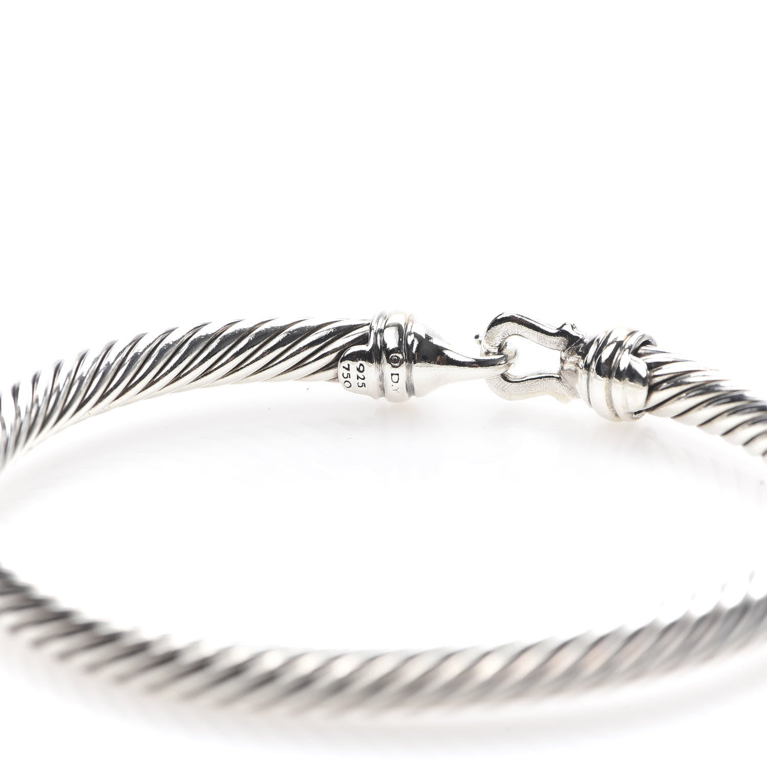 David Yurman Sterling Silver 18K Yellow Gold 5mm Cable Classic Buckle Bracelet 4 of 4