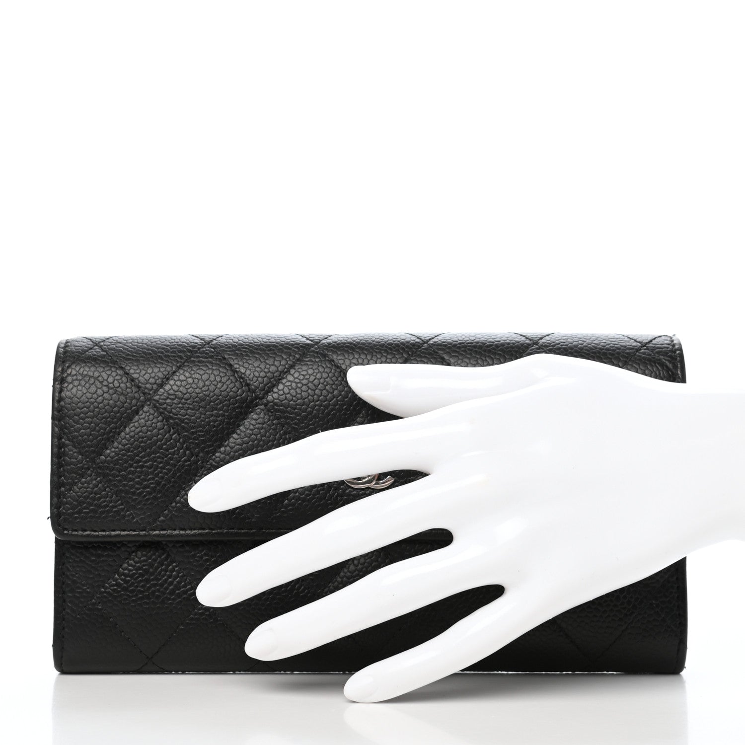 Chanel Caviar Quilted Large Gusset Flap Wallet Black 2 of 9