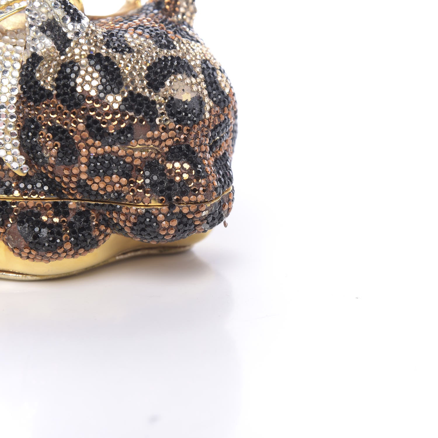 Judith Leiber Swarovski Crystal Leopard Sleeping Cat Minaudiere Clutch Gold Multicolor 8 of 15
