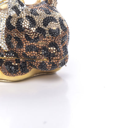 Judith Leiber Swarovski Crystal Leopard Sleeping Cat Minaudiere Clutch Gold Multicolor 8 of 15