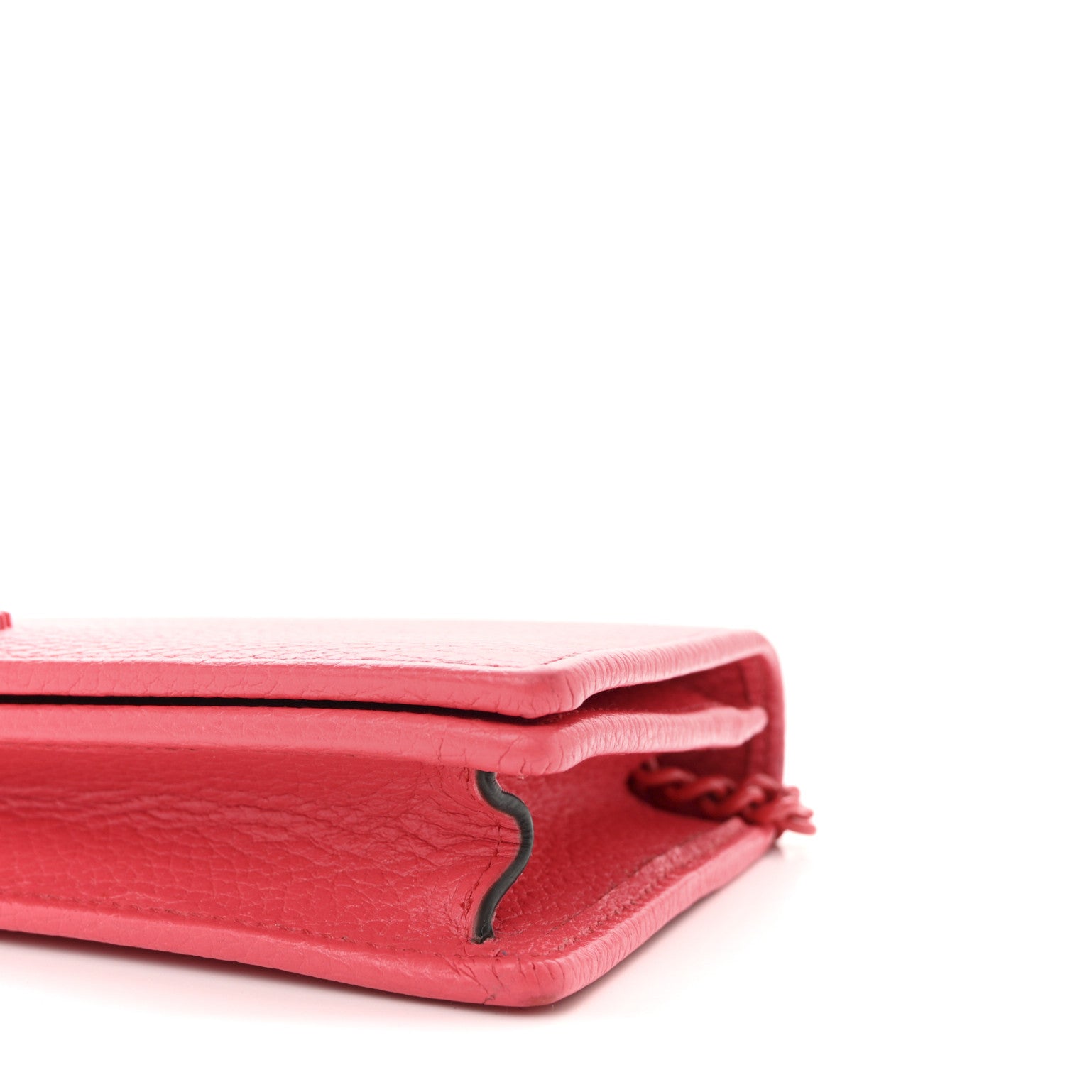 Gucci Dollar Calfskin Enamel Monochrome Mini GG Marmont Chain Wallet Runway Coral 9 of 9