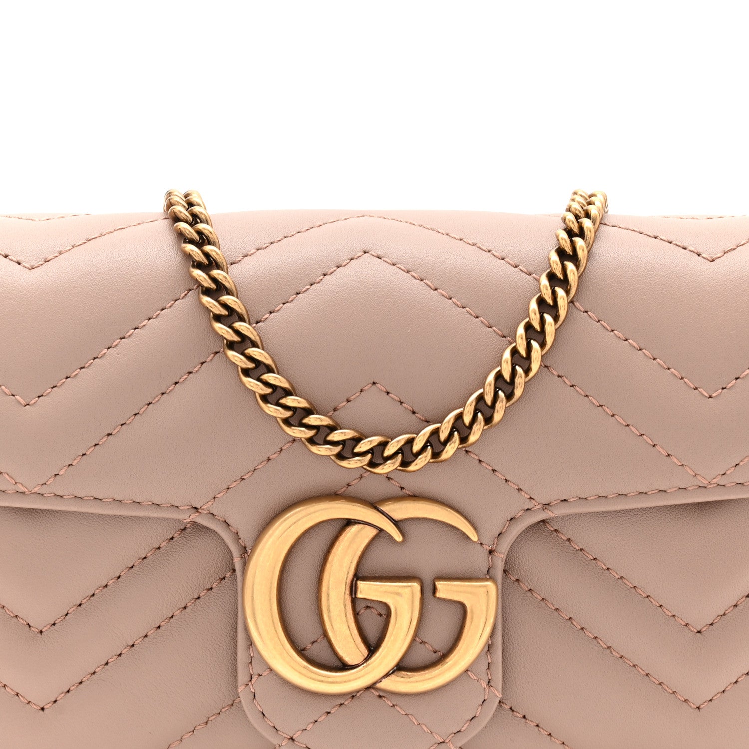 Gucci Calfskin Matelasse Super Mini GG Marmont Shoulder Bag Porcelain Rose 8 of 11