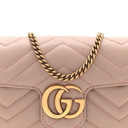 Gucci Calfskin Matelasse Super Mini GG Marmont Shoulder Bag Porcelain Rose 8 of 11
