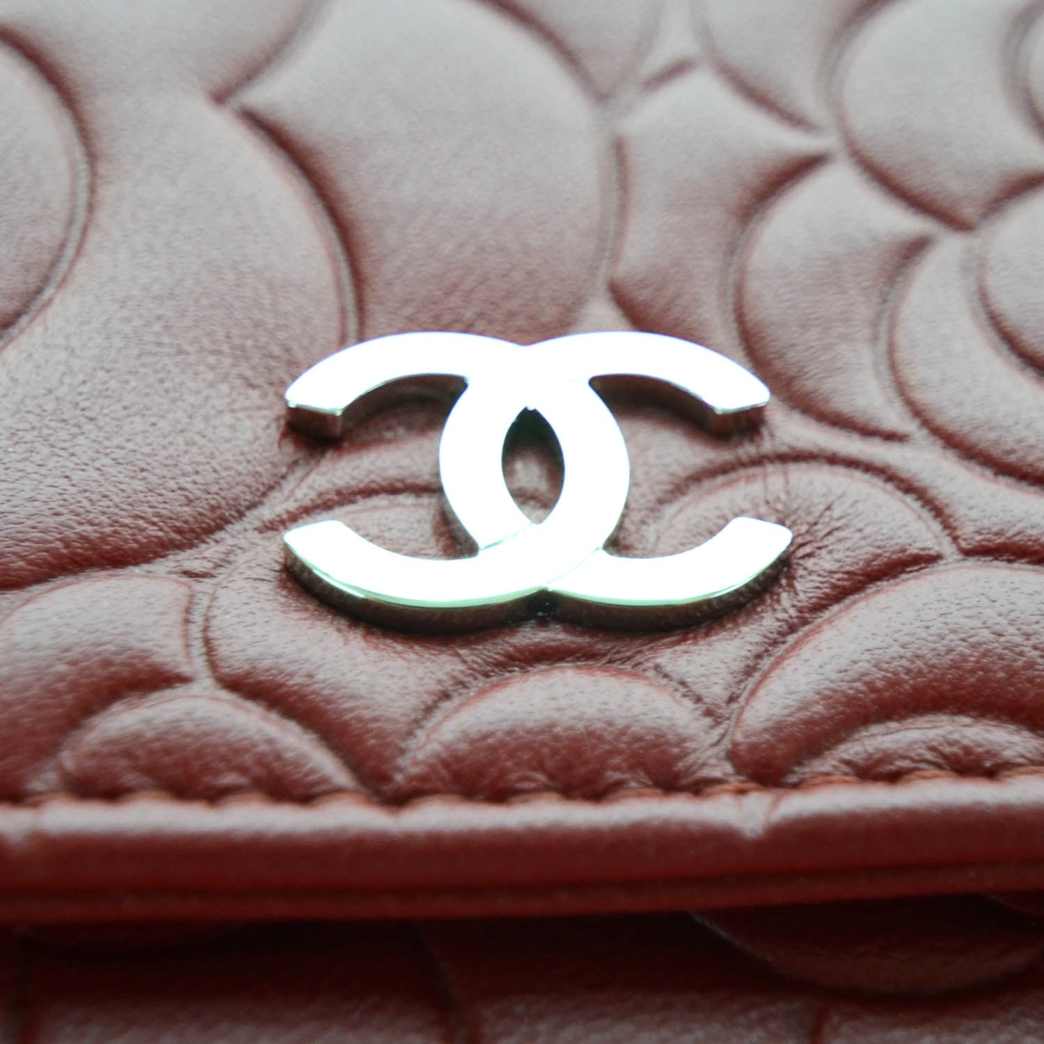 Chanel Lambskin Camellia Wallet on Chain WOC Red 8 of 13