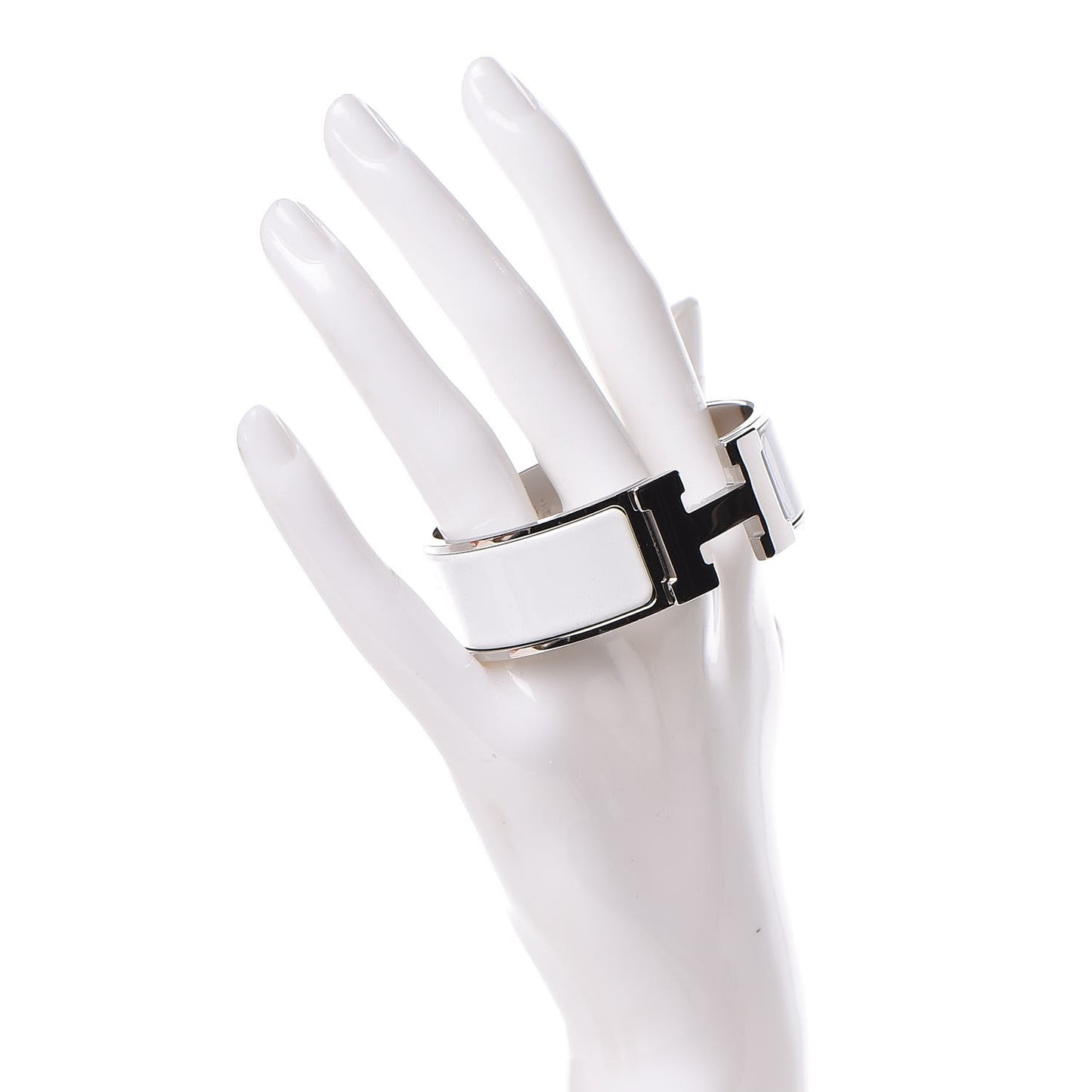 Enamel Wide Clic Clac H Bracelet PM White