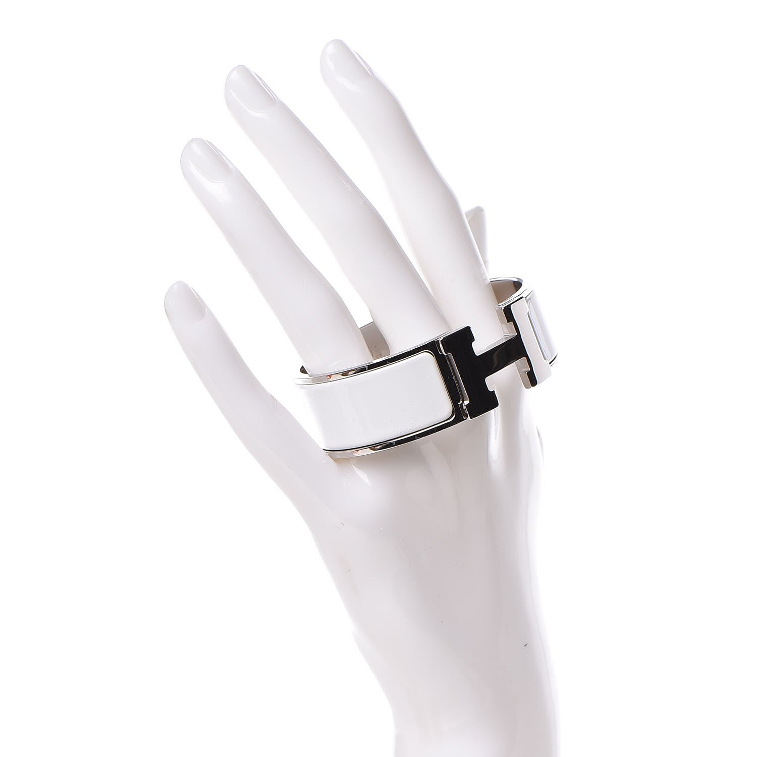 Hermes Enamel Wide Clic Clac H Bracelet PM White 2 of 5