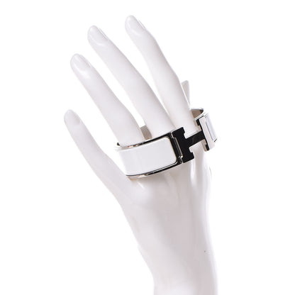 Hermes Enamel Wide Clic Clac H Bracelet PM White 2 of 5