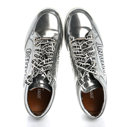 Jimmy Choo Liquid Mirror Calfskin Embossed Miami Sneaker 39 Silver Black 2 of 13