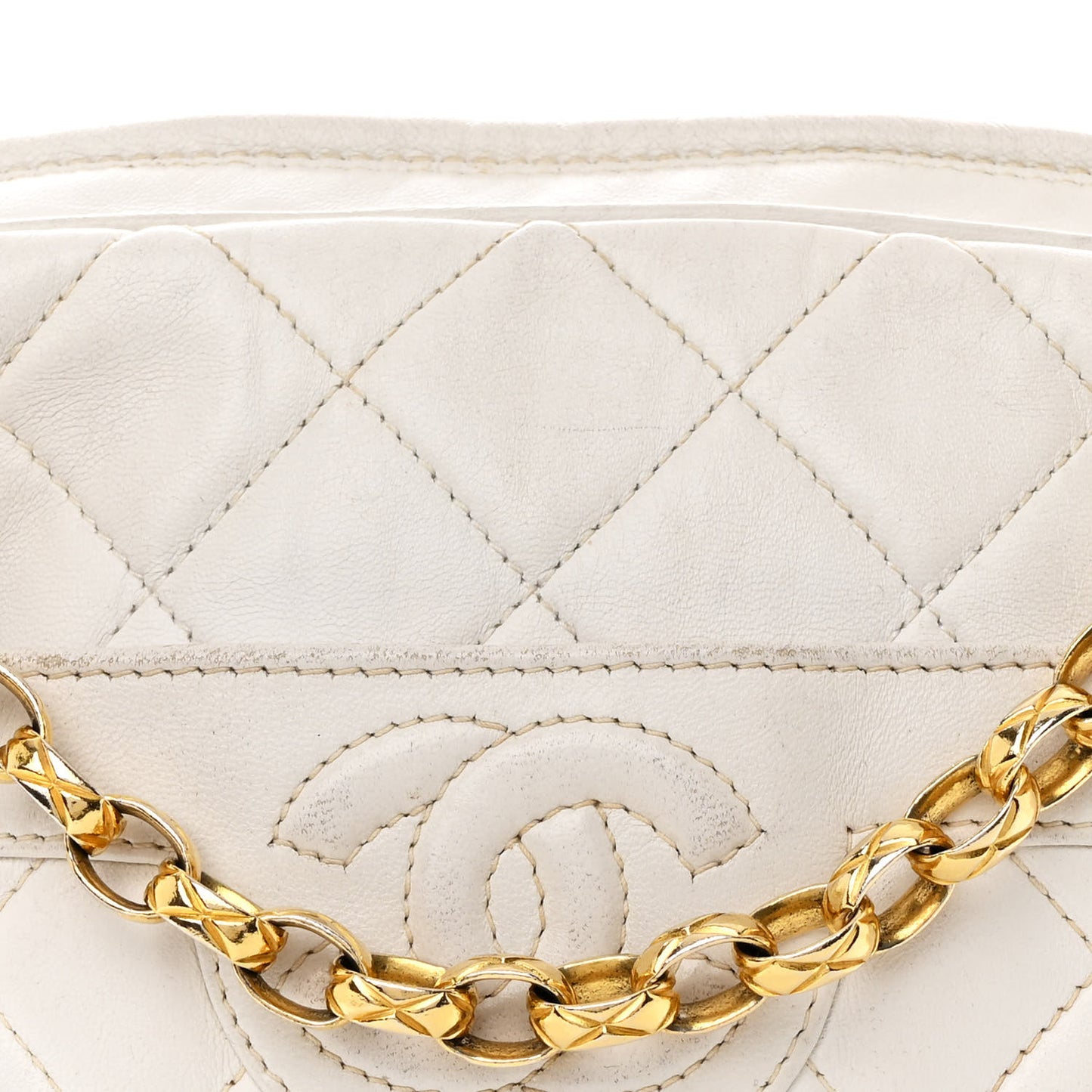 Lambskin Quilted Tassel Camera Case White