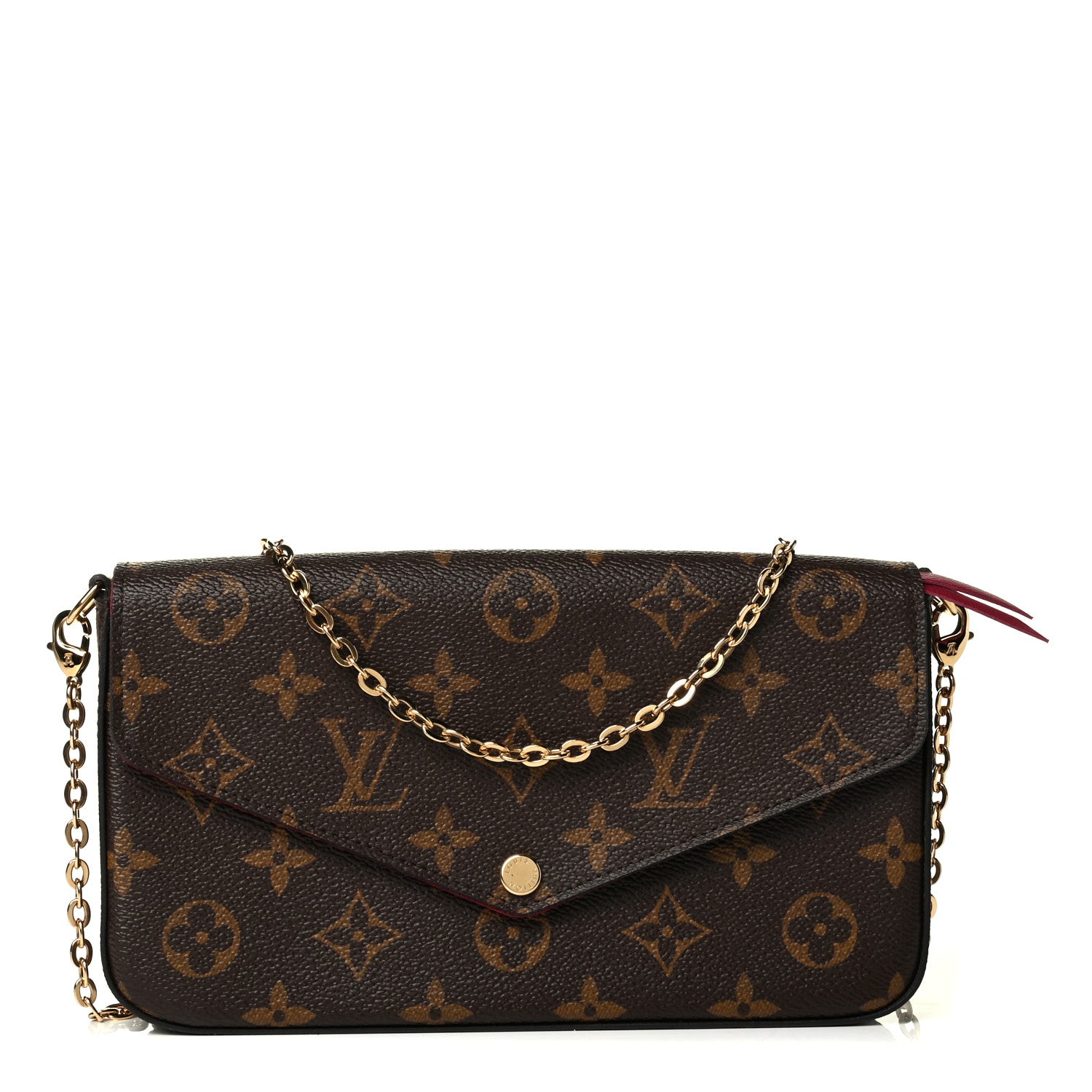 Louis Vuitton Monogram Pochette Felicie Chain Wallet Fuchsia 1 of 7