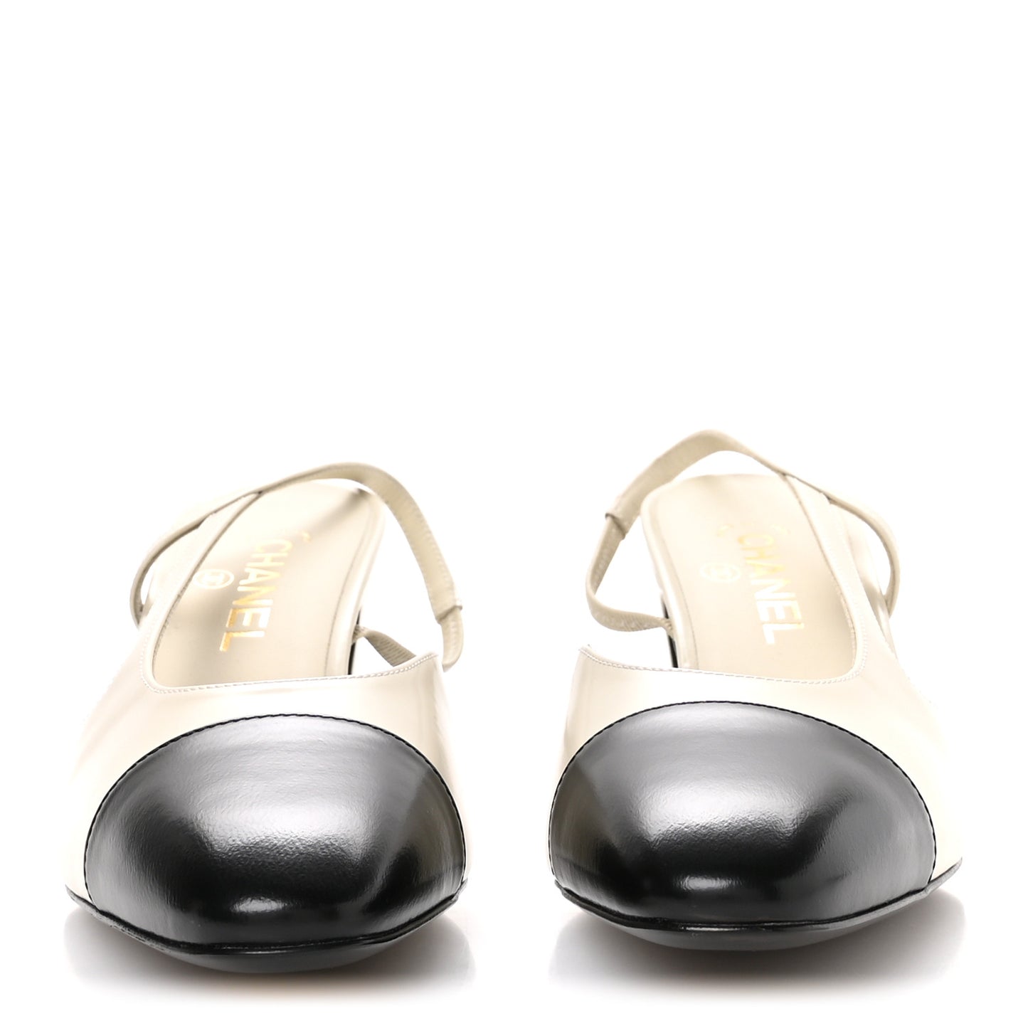 Lambskin Cap Toe CC Slingback Pumps 41 White Black