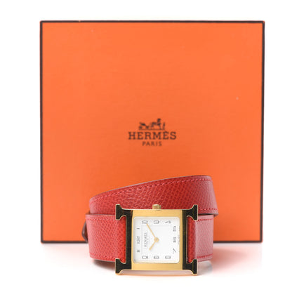 Hermes Stainless Steel Epsom 26mm Heure H Hour Double Tour Quartz Watch Rouge 5 of 5