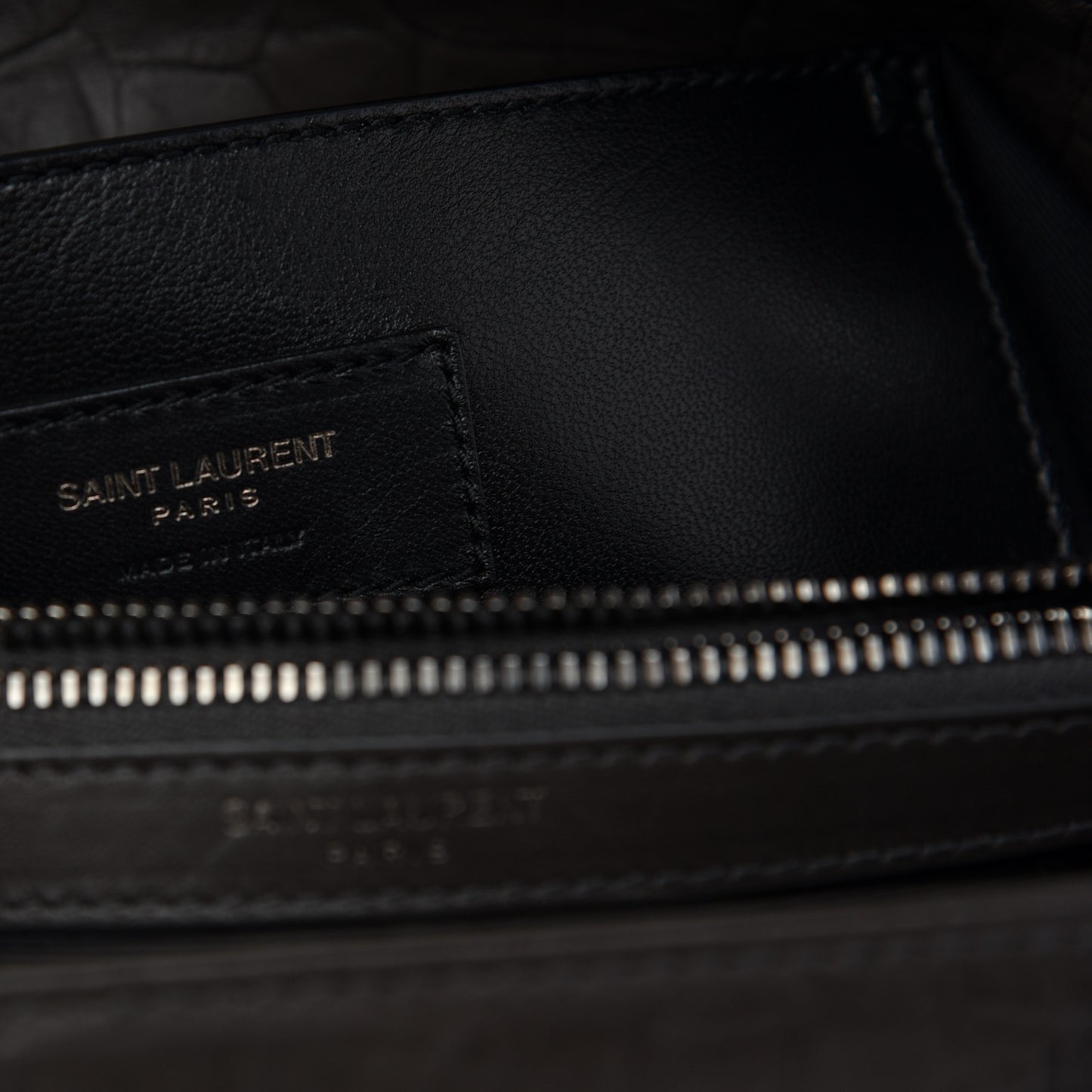 Calfskin Crocodile Embossed Medium West Hollywood Monogram Fold-Over Grey