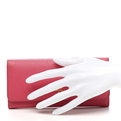 Prada Saffiano Metal Continental Flap Wallet Peonia 2 of 12