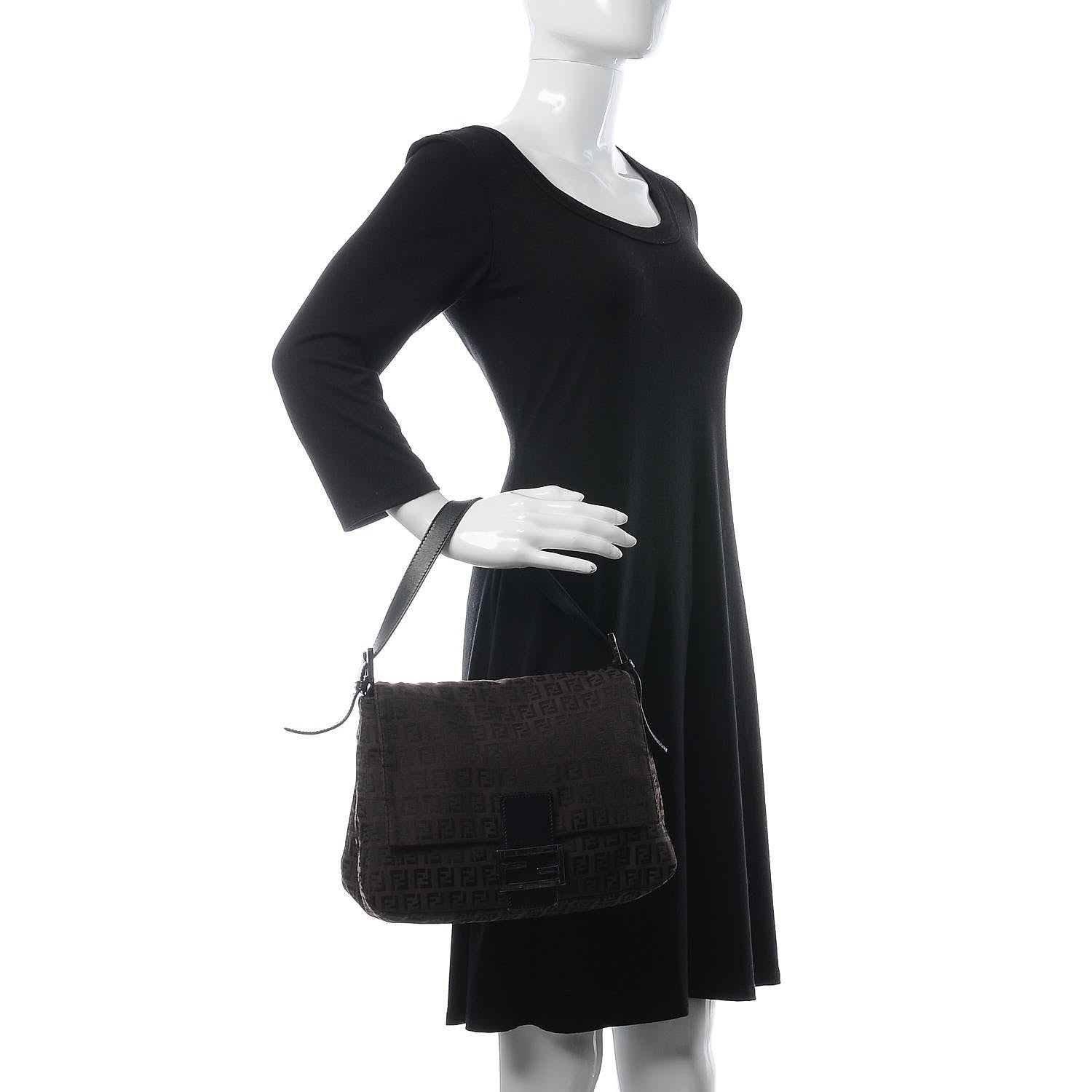 Fendi Zucchino Vitello Mama Baguette Black Moro 2 of 7